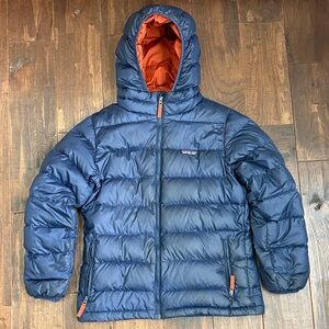 Patagonia Navy Puffer Jacket with Rust Accents Boys Size L/12